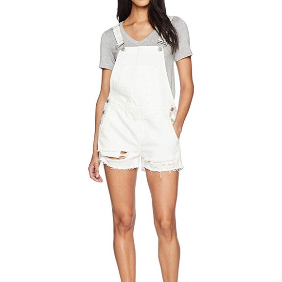 white overall shorts mens